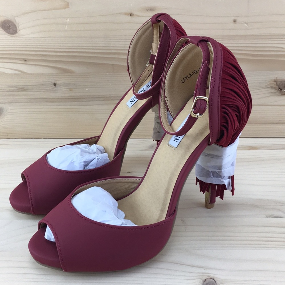 Cape Robbin Layla-HX-1 Red Nubuck Fringe High Heel
